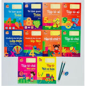 Bộ hành trang cho bé vào lớp 1 tập tô tập viết chữ số - 10 quyển kèm bút chì và tẩy