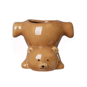 Playfulness Inverted Animal Planter Curious Flipped Bear Shape Planter For Indoor Greeneries Display