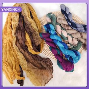 【YANXING4】 ใหม่ผ้าพันคอผ้าฝ้ายผ้าป่านไล่ระดับสีฟ้าย้อนยุคอเนกประสงค์พิมพ์ลายสำหรับผู้หญิงผ้าคลุมไหล่ยาวพับได้นุ่ม180x90cm เทรนด์แฟชั่น