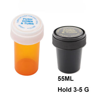 Shaowu City 13 Dram Push Down & Turn Vial Container Pocket Size Airtight Plastic Storage Herb Stash Jar with Safe-Lock 50ml