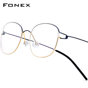 FONEX Titanium Alloy Glasses Men Ultralight Brand Design Eyeglasses Japaness Korean Style Aesthetic Rectangle Denmark Women Optical Frame Screwless Eyewear 98618