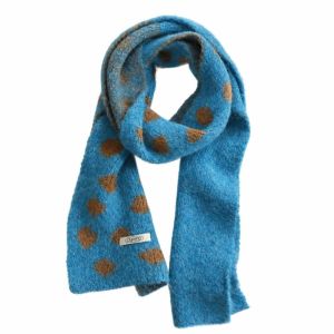DOWNA Soft Plush Knitted Scarf Coldproof Warm Neckerchief Scarf Versatile Polka Dot Pattern Neck Warmer Women
