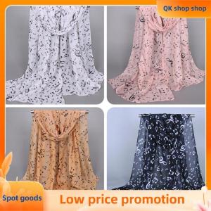 ✨QK shop✨ Womens Fashion Scarves Musical Note Print Ladies Soft Chiffon Infinity Scarf New