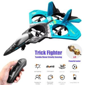 PUZHE เซ็นเซอร์แรงโน้มถ่วง รีโมทคอนโทรลเครื่องบิน กลิ้งตัวผาดโผน โฟม EPP ของเล่นเครื่องบินบังคับวิทยุ ของขวัญวันเกิด โฟร์มอเตอร์ โดรน RC ของเล่นเด็ก
