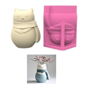 Silicone Planter Khuôn Lọ Hoa Khuôn 3D Gấu Mặc Khăn Hình Dạng Cho Tạo Nghệ Thuật Chậu hoa Và Nhà Phụ Kiện
