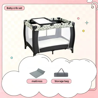 5 in 1 Wide Baby Crib Bassinet Bedside with Diaper ChangerLong Next to Bed Crib with MattressSheetMusic Travel Bed with StorageCo Sleeper with 3 Adjustable Height