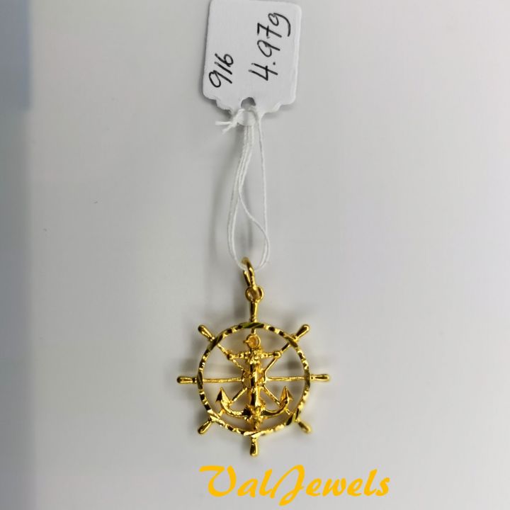 916 22K Gold Anchor with Wheel Pendant Loket Emas 916 Tulen VAL JEWELS VP00005 Female Gold Jewelry 4.97G Gold Weight Lazada Lazada