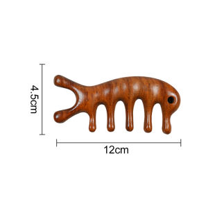 Scalp Meridian Massage Comb Sandalwood Wooden Head Massager Scraping Dredging Promoting Lactation Comb Neck Massage Wide-tooth Gua Sha Hair Brush 木梳