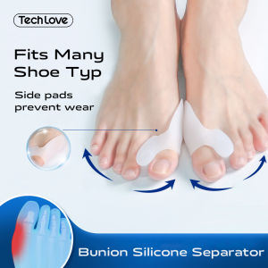 Tech Love Silicone Toe Separator Straightener Corrector Bunion Protector Toe Separator Corrector Feet Care Orthotics Pedicure Tool Hallux Valgus Corrector Orthopedic Adjuster Bunion Foot Massager 1 Pair