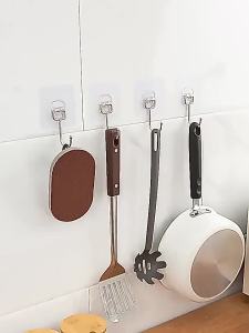 Strong adhesive wall hooks transparent hooks no-drill hooks traceless heavy-duty hooks for bathroom and kitchen