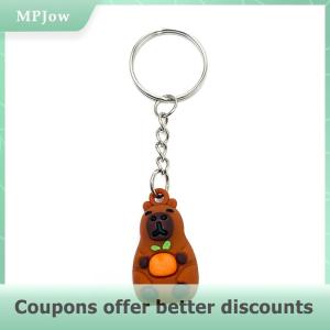 【MPJow】 Kawaii Capybara Keyring Cartoon 3D Animal Keychain PVC Key Holder Bag Pendant Backpack Hanging Decoration Couple Gifts