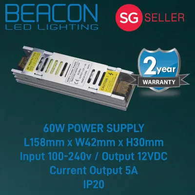 Beacon LED 12VDC Constant Voltage Power Supply / Transformer / Driver - IP20 Non waterproof - 2 Years Warranty