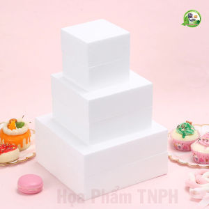 Khuân Xốp Hình Vuông Màu Trắng Nhiều Size Không Thấm Nước Dùng Làm Mô Hình Bánh Kem Trang Trí Lễ Cưới Valentin Sinh Nhật Phòng Tiệc Kê Giỏ Quà Làm Tráp Ăn Hỏi Decor Chụp Hình Tuyệt Đẹp