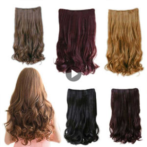 5 Clips In 65cm true hair wig for women human true hair original Ladies Long Curly Wavy On Hair Extensions Full Head Top
