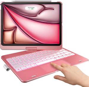 360สำหรับ iPad Pro เคสคีย์บอร์ดหมุนได้13 12.9 11 10.5พร้อมแป้นพิมพ์ทัชแพดสำหรับ iPad 6th 5th 4th iPad 3th 10th 9th 8th 7th มีสีสัน Backlit BT คีย์บอร์ดตื่นการนอนหลับอัตโนมัติ