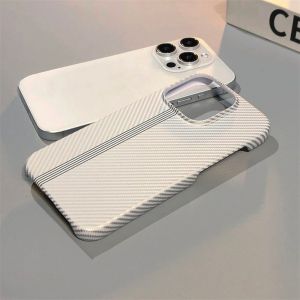 Slim Carbon Fiber Kevlar Track Texture Phone Case For iPhone 17 Air 16 15 14 13 12 Plus Pro Max Half Frame Frosted Bumper Cover