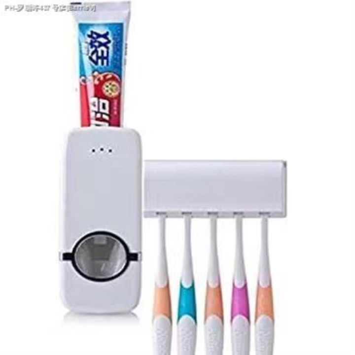Toothbrush Toothpaste Dispenser Holder Wall Mounted Automatic Squeeze ...