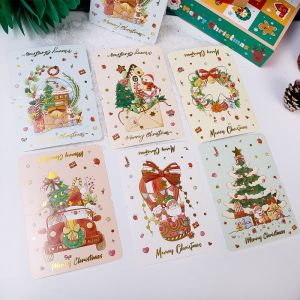 10-50pcs 3D Santa Greeting Cards / Creative Pop-Up Holiday Wishes Card / Merry Christmas Best Wishes Folding Card / New Year Party Bronzing Gifts Cards
