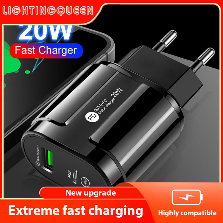 20W PD USB C Charger 5V2A Dual Ports Wall Fast Charging Type-C Phone  Adapter For iPhone 13 12 Pro iPad Huawei Xm Samsun Lazada PH - Main Image