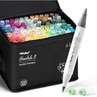 Ohuhu Honolulu B Series Alcohol Markers – Brush & Fine Tip Dual-End Art Marker Set for Artists