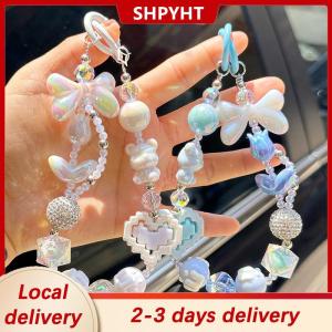 [COD] SHPYHT Local delivery Ship within 24 hours Anti Loss Mobile Phone Strap Wrist Chain Building Blocks Love Bow Beaded Pendant Keychain Bag Hangings Decoration