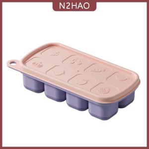 N2HAO 1 cái 8 di động cấp thực phẩm Silicone khuôn Ice lưới với nắp Ice trường hợp khay làm khuôn Băng lưu trữ hộp tái sử dụng Diy Nhà Bếp Tiện Ích