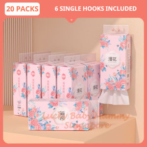 【10 Packs/Box】ManHua Pink Flower 4-Ply 1000 Sheets Tissue / Hanging Paper Towel / Hangable Napkin / Fireheart Warrior