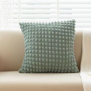 45x45CM Solid Color Seersucker Cushion Cover Cream Style Pillow Cover Elastic Puff Plaid Sofa Cushion Cover Soft Square Pillowcase