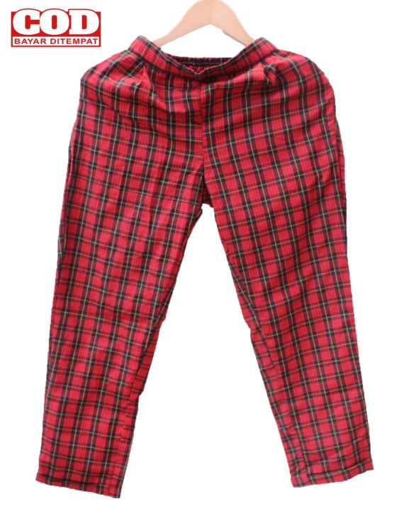 VRICHEL Real Pict Celana Flanel Pant Wanita Jogger