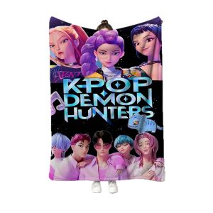 K-POP Flannel Blanket Demon Hunter Girl Group Poster Office Air Conditioning Blanket Leg Cover Blanket