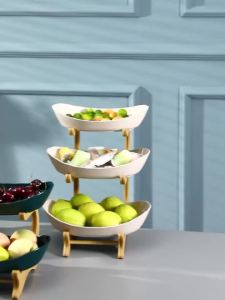 SG stock Fast ShippingFruit tray/snack plate Multi-layer storage fruit plate / fruit tray / pate snack tray / fruit basket / onion basket /wooden european style storage tray