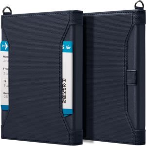 I know RFID Blocking Leather Passport Holder - Multi-Functional Large Capacity Travel Wallet for Passports Tickets and Documents