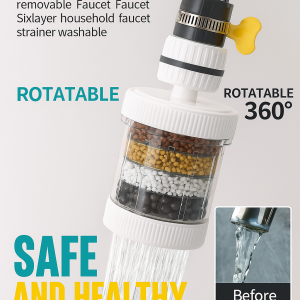 Household kitchen faucet filter six saver antisplash shower removable washable water saving