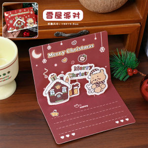 Cute Christmas 3D 3D greeting card Christmas cartoon blessing message small card creative birthday card postcard