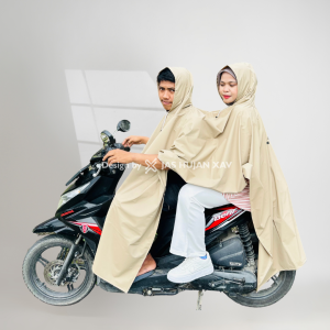 XAV Jas Hujan 2 Kepala Ponco Kelelawar Pria Wanita Bahan PVC Karet Tebal Elastis Anti Rembes
