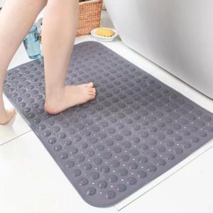 PVC Shower Mat Anti-slip Bathtub Mats with Drain Holes Suction Cup Washable Shower Mats for Bathroom