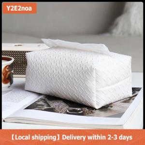 【Local shipping】 1 hộp khăn giấy bằng da dệt Hộp đựng giấy xe hơi di động sang trọng Hộp đựng khăn ăn khách sạn nhà hàng trang trí Ins