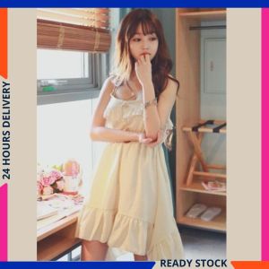 CFBOUTIQUE Korean Style Women Fashion Spaghetti Strap Ruffles Dress Asymmetric Ladies Summer Dress