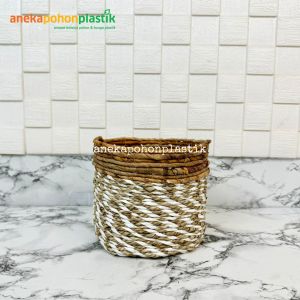 Cover Pot Seagrass Coklat Mini Keranjang Serbaguna Pajangan Dekorasi