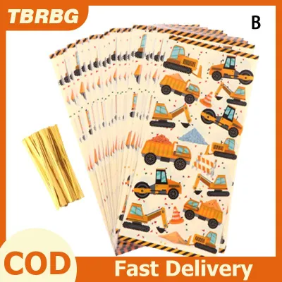 TBRBG 50pcs động vật rừng xây dựng bữa tiệc sinh nhật kẹo Túi Quà Tặng Biscuit đóng gói túi xây dựng bên túi quà tặng cho trẻ em