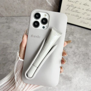 Ốp điện thoại có son môi cho iPhone 17 13 14 15 16 17 Pro Max Plus 12 17 Air giá đỡ son bóng silicone bìa mềm INS hot