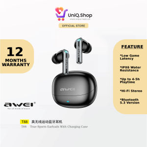 Awei T88 ANC + ENC TWS HIFI Stereo Wireless Earbuds (Black) | Noise Reduction In-Ear Bluetooth Earphones with Microphone Mic