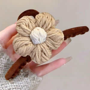 Elegant Flower Retro Headwear Woolen Weave Flowers Shark Hair Clip Clamp Fashion Ponytail Crab Claw Woman Hair Clip Accessories Girl