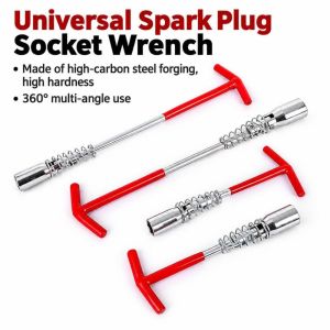 HOTOTO 14mm/16mm/21mm Spark Plug Removal Tool Removal Socket 360 Degree Rotation Spark Plug Socket Wrench T-Handle Auto Repair Tool for Auto Repair Engine Maintenance