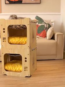 Pet Cat House Cat Bed Cat Cage Nest House Closed Delivery Room Tree Combination Cat Crawler Toy Hammock