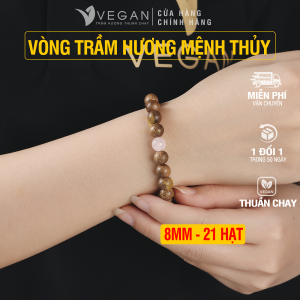 Vòng tay VEGAN Trầm hương Thuần Chay cho người mệnh Thủy 8mm