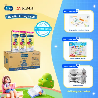 [CHỈ TỪ 20H 08/09-11/09 | MUA LÀ CÓ QUÀ] Thùng 24 Hộp Sữa Pha Sẵn Enfagrow A+ Superior 180ml Hỗ Trợ Phát Triển Não Bộ Cho Trẻ Từ 1 Tuổi