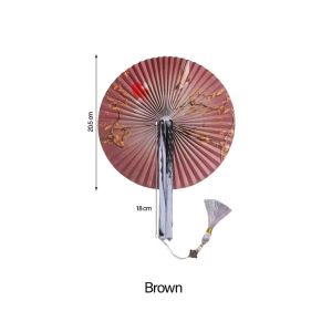 Traditional Floral Pattern Foldable Paper Fan Handheld Vintage Round Paper Fan Group Fan Ancient Chinese Style Fan Home Decor Chinese Ancient Style Round Fan Paper Folding Fans Printing Dance Foldable Hand Held Fan Wedding Party Decor Gift