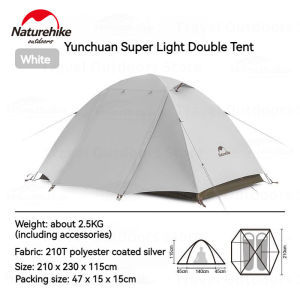 Naturehike Camping Ultralight Tent Cloud River 2-3 Person Outdoor Portable Double Layer Dome Rain and Sun Protection Hiking Tent Waterproof PU 2000mm - Yunchuan