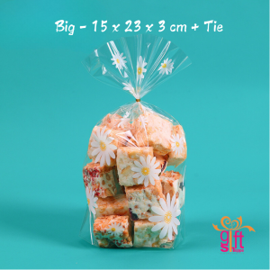 Doorgift Bag Transparent Daisy Cookies Bag with Tie - 2 sizes | Beg Biskut Coklat Daisy dgn Ikatan - 15x23cm | 10x15.5cm